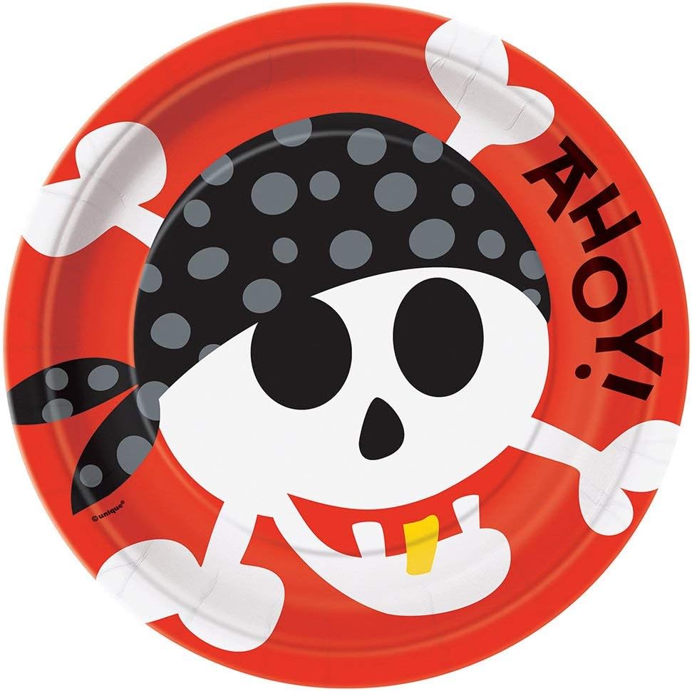 8pcs 9" Pirate Fun Birthday Paper Plates