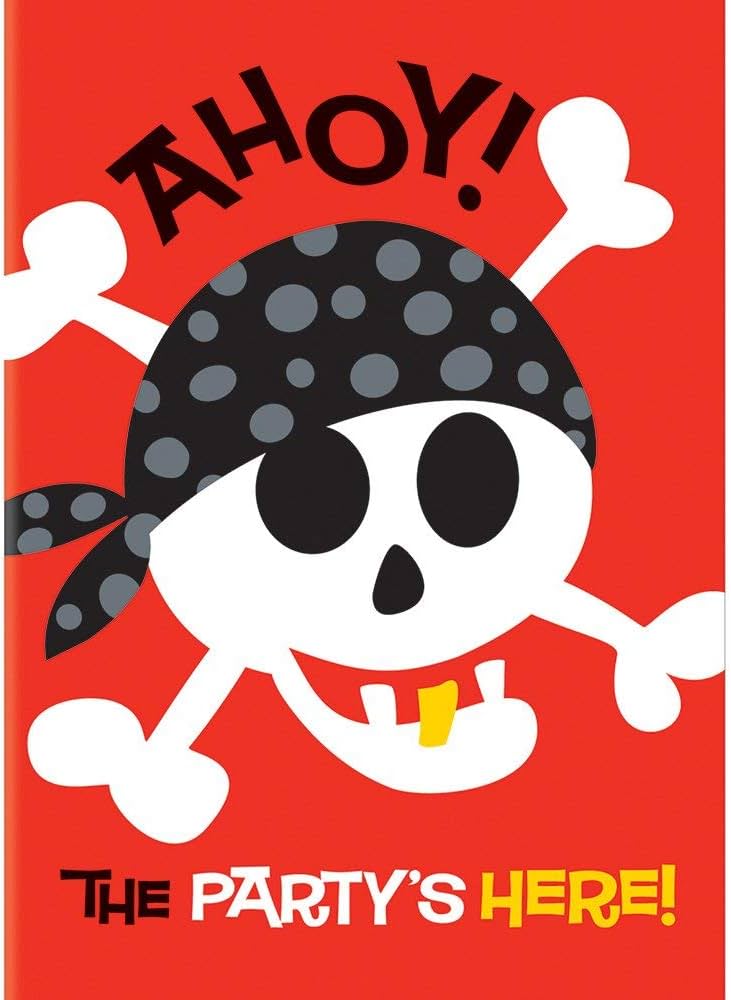 8pcs Pirate Fun Birthday Invitations