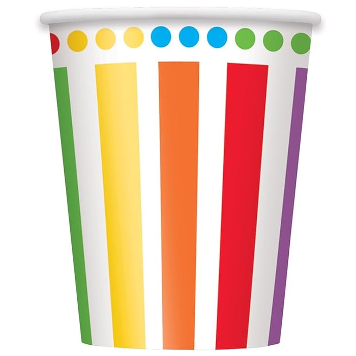 8pcs Rainbow Birthday 9oz Cups