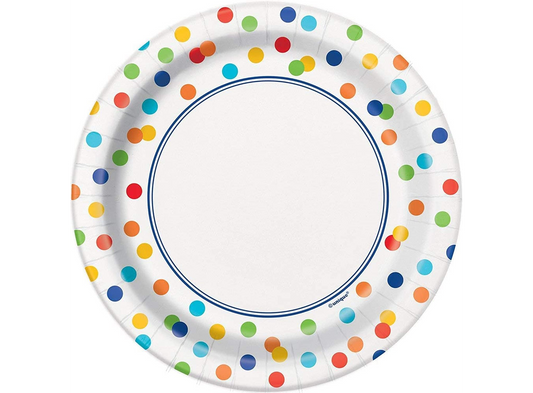 8pcs Rainbow Polka Dots 7" Plates