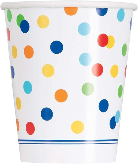 8pcs Rainbow Polka Dots 9oz Cups