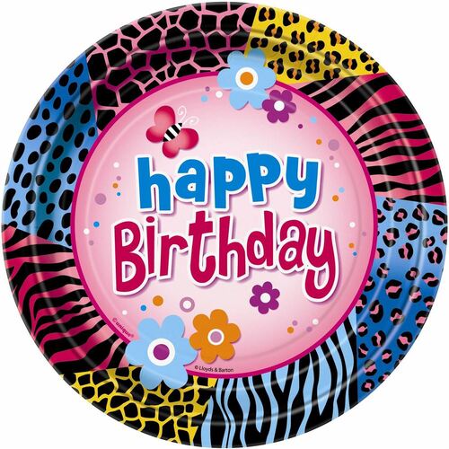 8pcs Wild Birthday 9" Plates