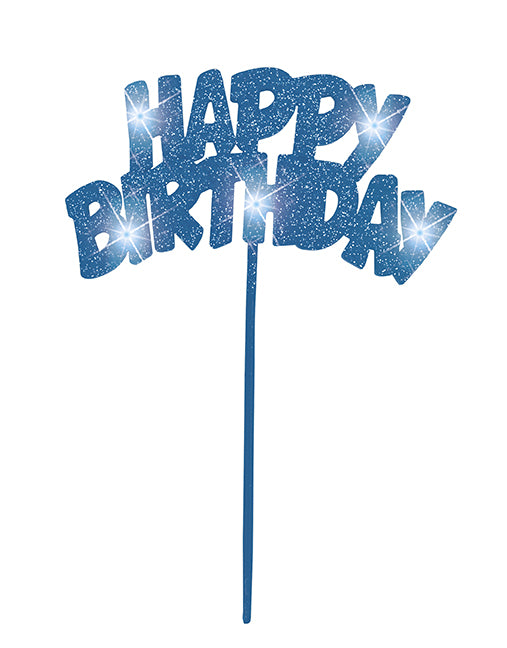 Happy Birthday Flashing Cake Decoration (Blue)
