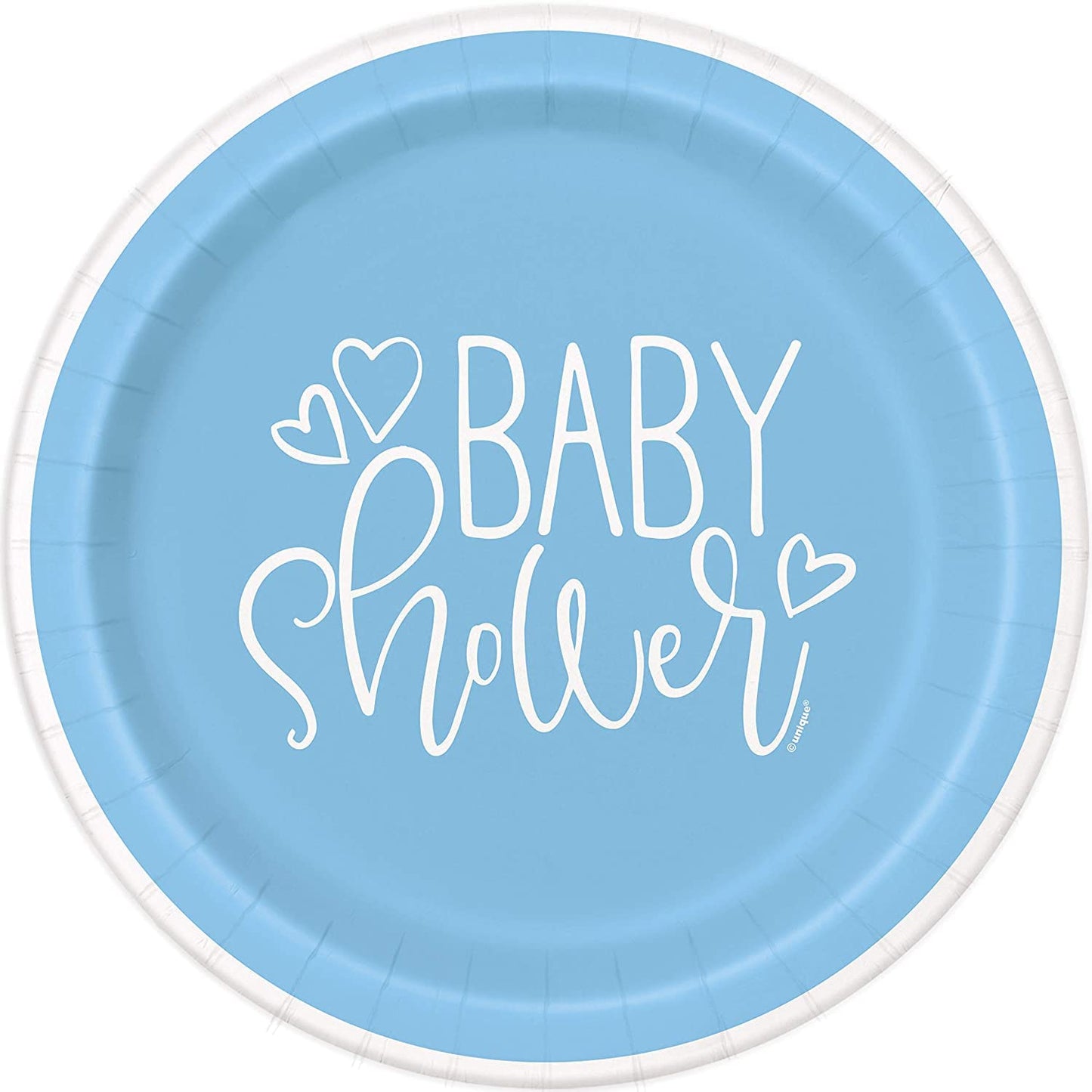 8pcs Blue Hearts Baby Shower 7" Plates