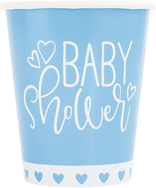 8pcs Blue Hearts Baby Shower Cups