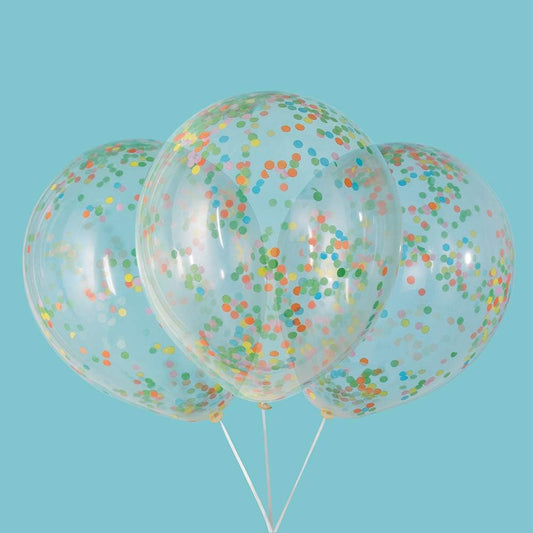 6pcs 12" Multicolored Confetti Balloons (Helium)