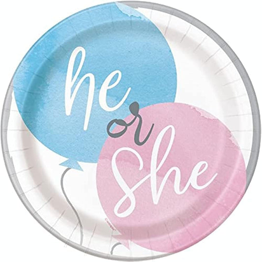 8pcs Gender Reveal 7" Plates