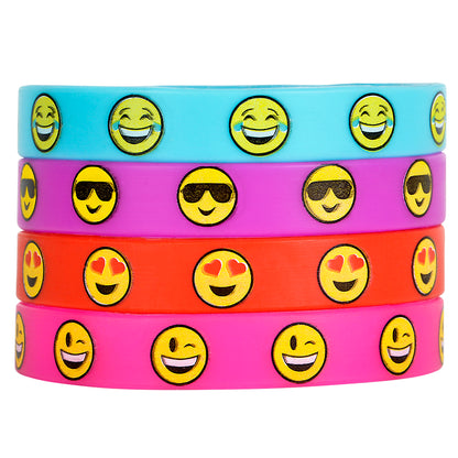 8pcs 7.75" Rubber Emoticon Bracelets Favours