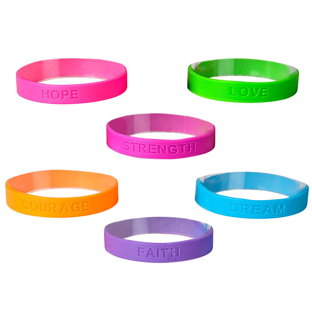 12pcs 8" Rubber Sayings Bracelet Favours