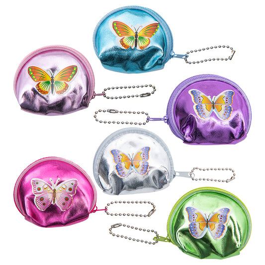 4pcs 2.75" Butterfly Coin Purse Keychain Favours