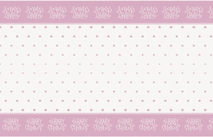 Pink Hearts Baby Shower Tablecover