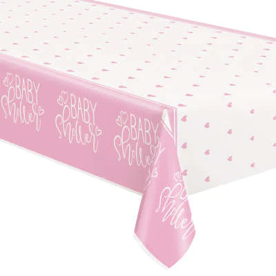 Pink Hearts Baby Shower Tablecover