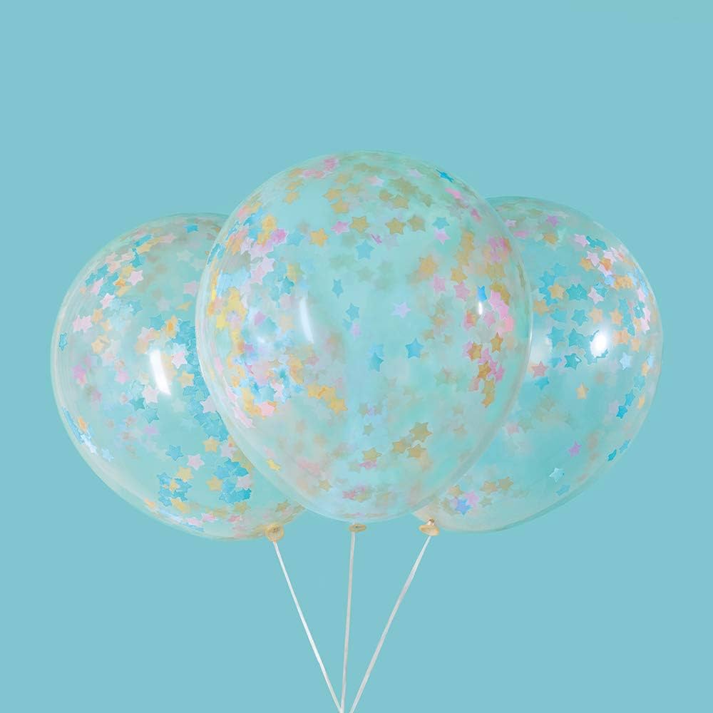 5pcs 16" Multicolored Star Helium Confetti Balloons