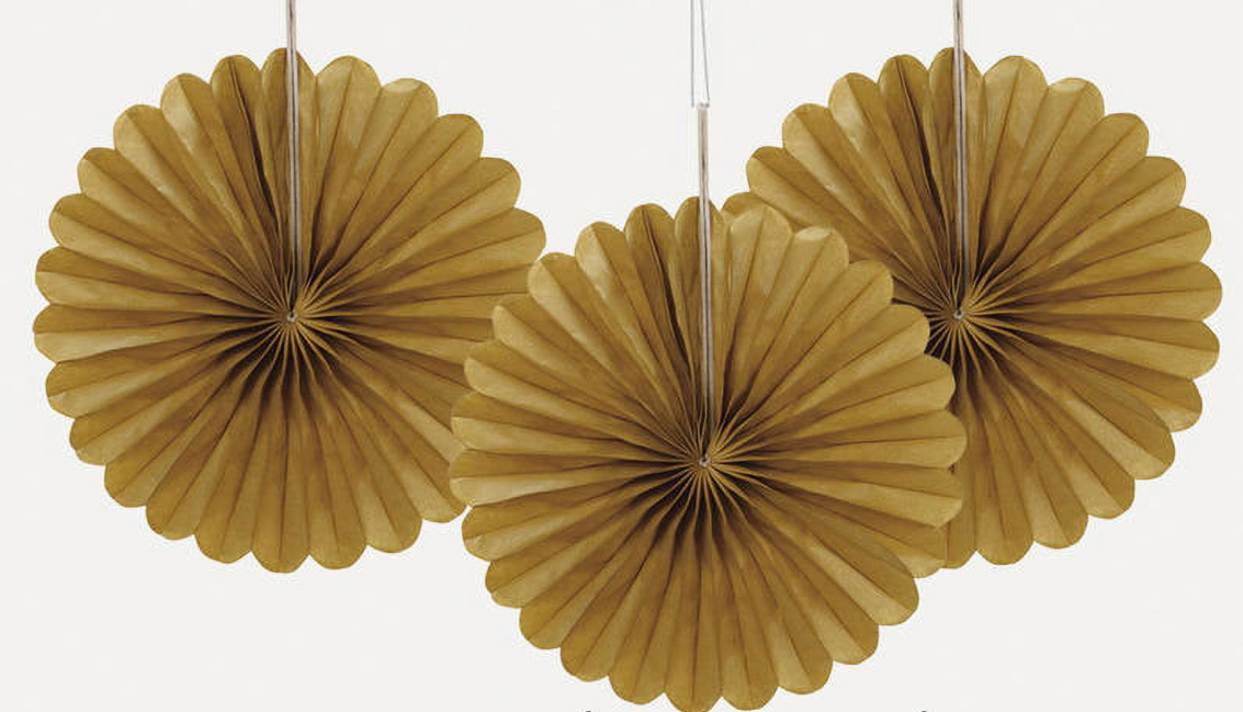 3pcs 6" Mini Fans (Gold)