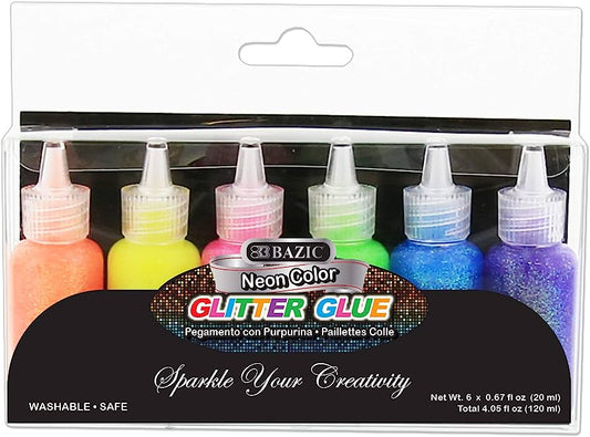 6pcs Neon Color Glitter Glue