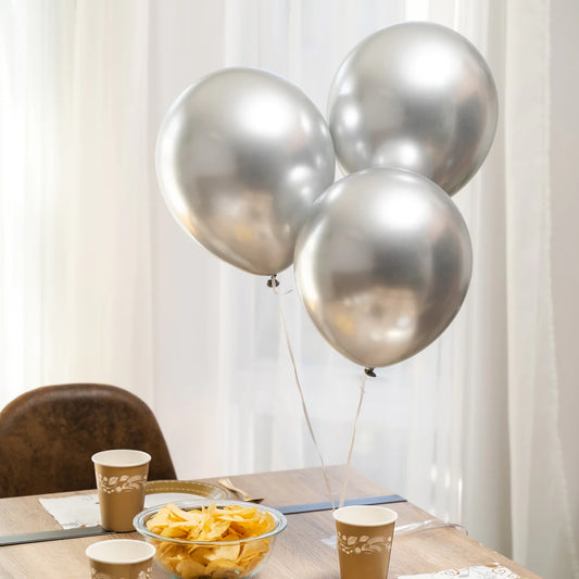 8pcs 12" Metallic Silver Balloons