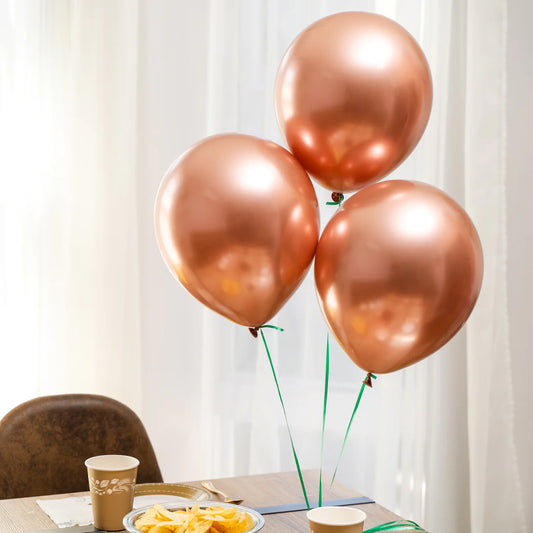 8pcs 12" Metallic Rose Gold Helium Balloons