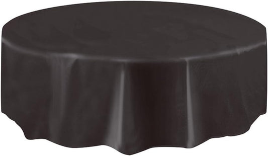 84" Plastic Round Tablecover (Midnight Black)