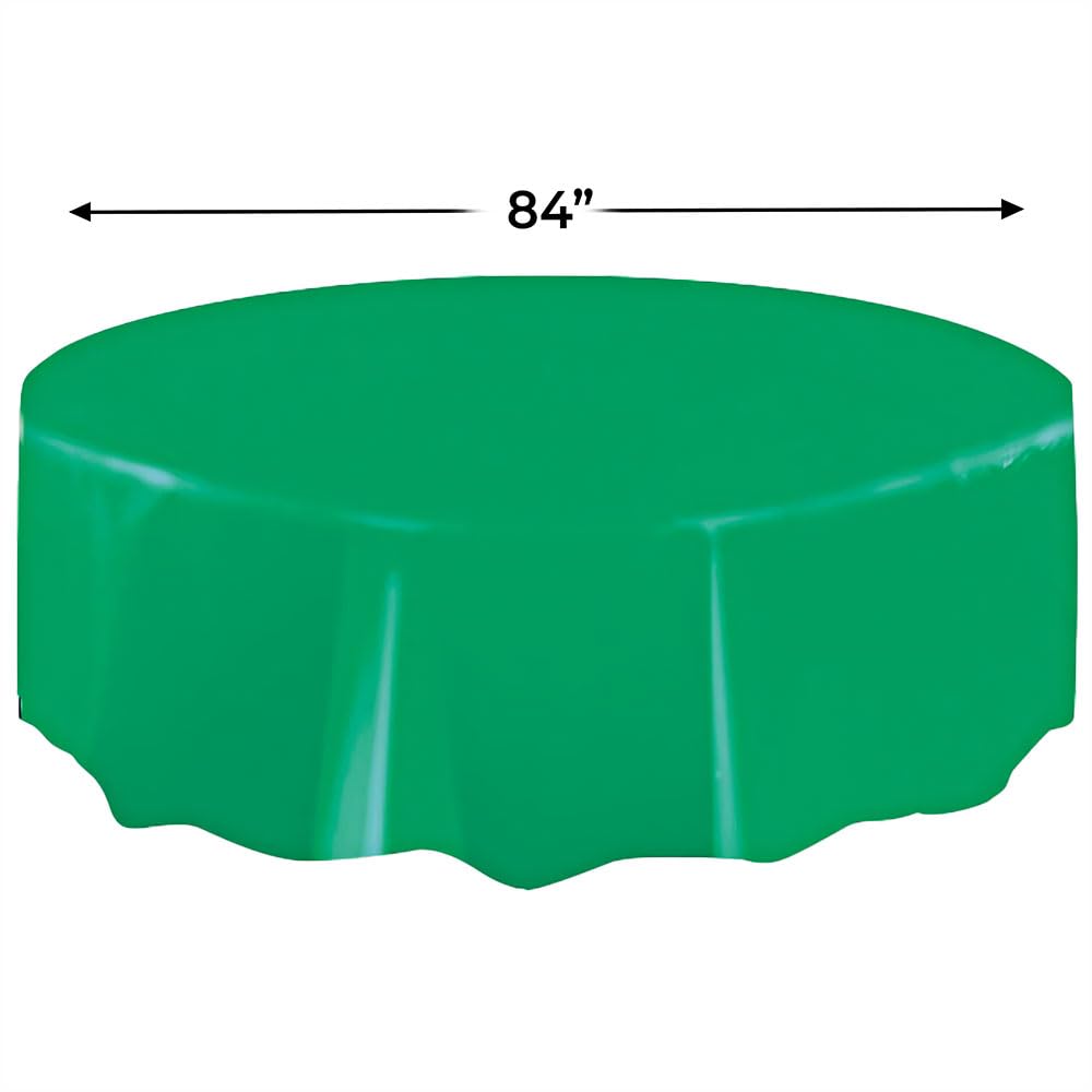 84" Plastic Round Tablecover (Emerald Green)