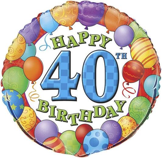 18" "Happy 40th Birthday" Foil Balloon