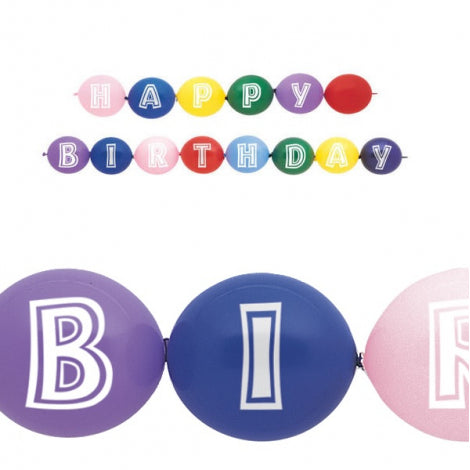 14pcs "Happy Birthday" Linking Balloons (Helium)
