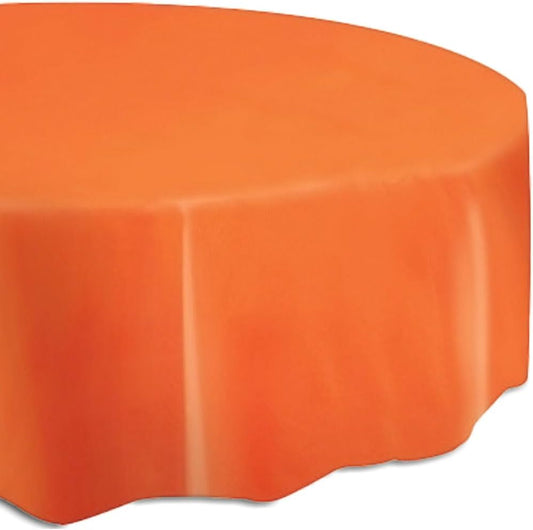 84" Plastic Round Tablecover (Pumpkin Orange)